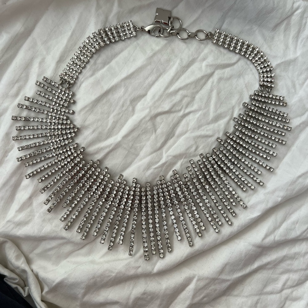 Crystal bcbg mesh choker or collar style necklace